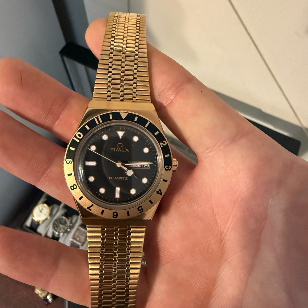 Timex Q Re-issue Rose Gold and Black Men's Watch 38mm